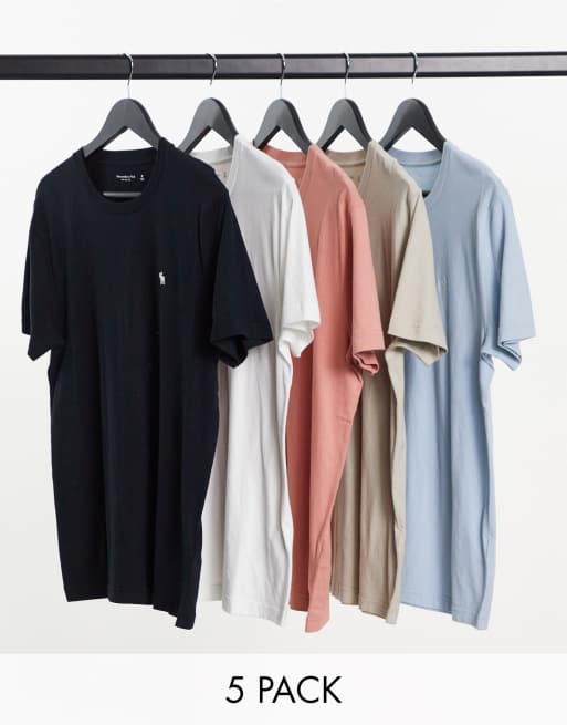 Pack de 5 camisetas de varios colores con logo de Abercrombie & Fitch, 1 de 4