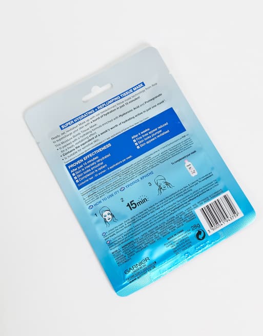 Pack de 5 mascarillas de lámina hidratantes para pieles deshidratadas con granada Moisture Bomb de Garnier, 2 de 4