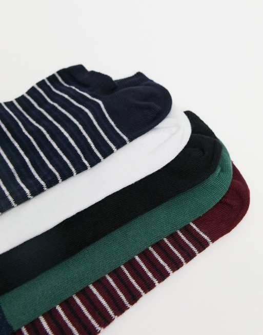 Pack de 5 pares de calcetines a rayas en tonos de joya para zapatillas de deporte de ASOS DESIGN, 2 de 4