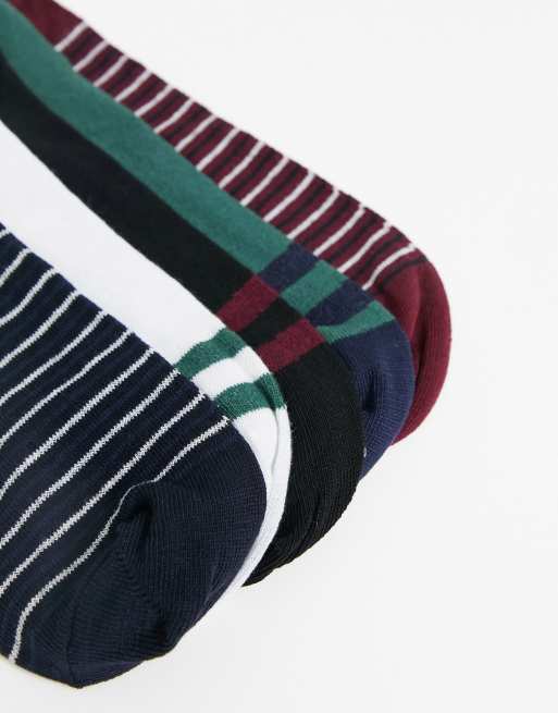 Pack de 5 pares de calcetines a rayas en tonos de joya para zapatillas de deporte de ASOS DESIGN, 3 de 4