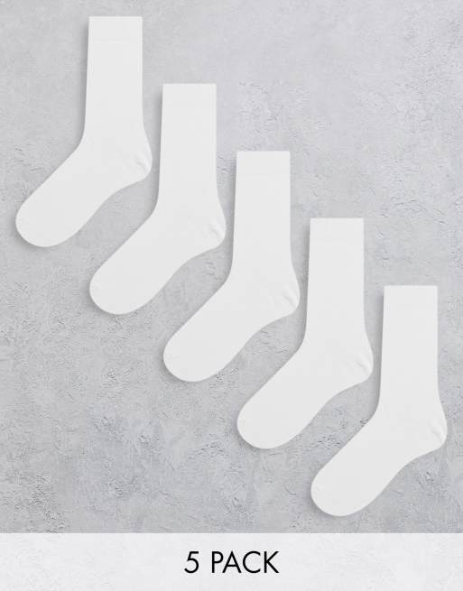 Pack de 5 pares de calcetines blancos básicos de New Look