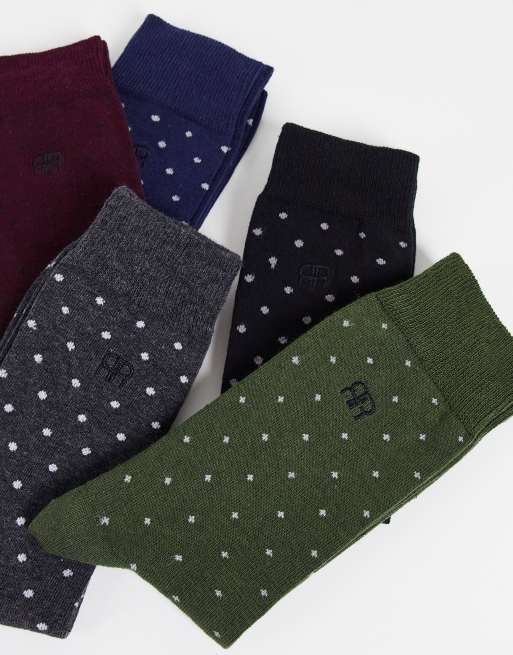 Pack de 5 pares de calcetines caquis con diseño de lunares de River Island, 4 de 4