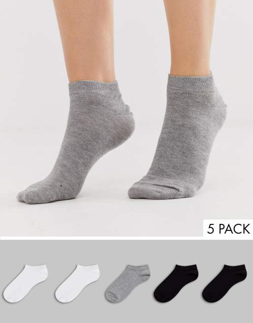 Pack de 5 pares de calcetines tobilleros negros con planta de tejido de  rizo de ASOS DESIGN