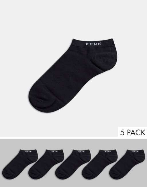 Pack de 5 pares de calcetines de deporte negros FCUK de French Connection