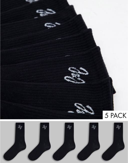 Pack de 5 pares de calcetines de tenis en negro de Jack & Jones