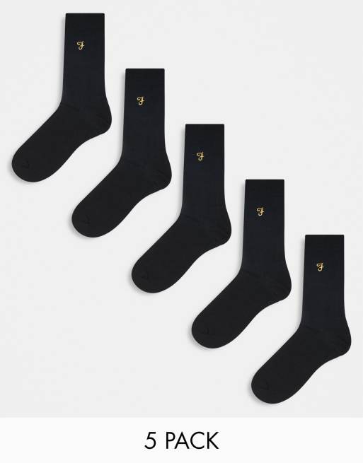 Pack de 5 pares de calcetines de vestir negros de Farah