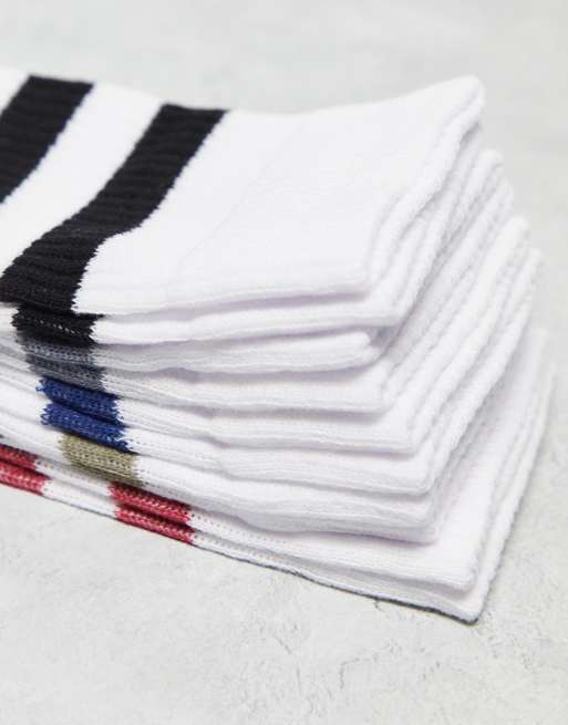 Pack de 5 pares de calcetines deportivos blancos con rayas de ASOS DESIGN, 2 de 4