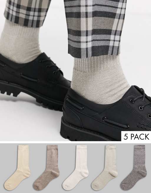 Pack de 5 pares de calcetines deportivos en color avena retorcido de ASOS DESIGN