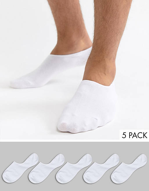 Pack de 5 pares de calcetines invisibles en blanco de Jack & Jones