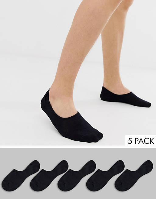 Pack de 5 pares de calcetines invisibles en negro de Jack & Jones