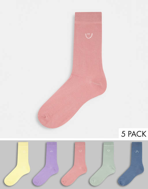 Pack de 5 pares de calcetines multicolor bordados de New Look