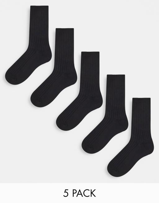 Pack de 5 pares de calcetines negros de canalé de Weekday