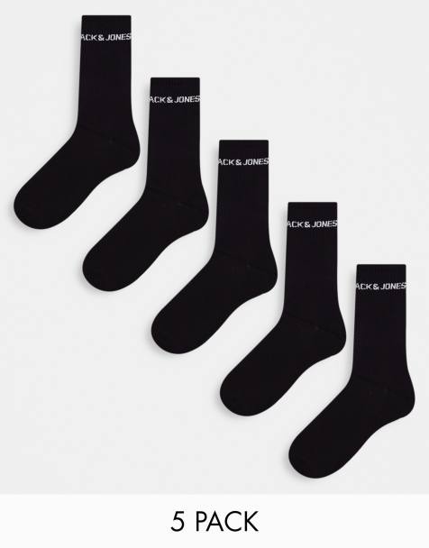 Pack de 5 pares de calcetines negros deportivos con logo de Jack & Jones - view 1