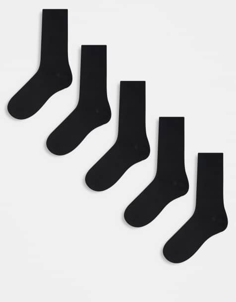 Pack de 5 pares de calcetines negros lisos de River Island - view 1