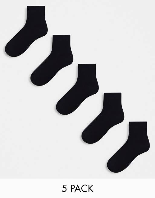 Pack de 5 pares de calcetines tobilleros negros con planta de tejido de  rizo de ASOS DESIGN