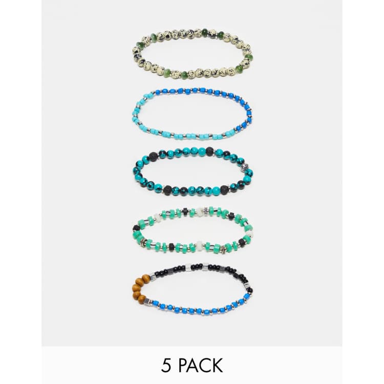 Pack de 5 pulseras de cuentas multicolores de DESIGN | ASOS