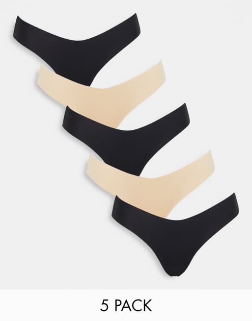 Pack de 5 tangas negros invisibles de Cotton:On