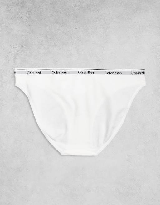 Pack de 5 braguitas de bikini de color negro, blanco, gris, rosa y azul con logo Icon de Calvin Klein, 3 de 3