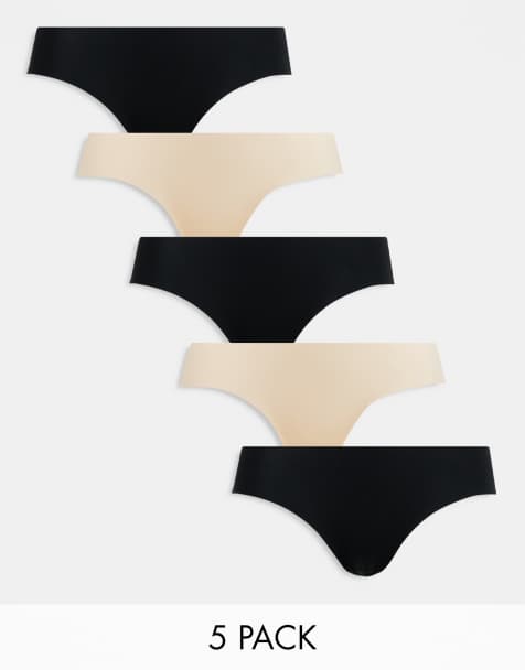 Pack de 5 braguitas invisibles de color negro y frappé estilo bikini de Cotton On - view 1