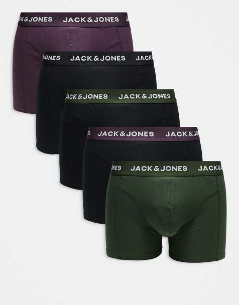 Pack de 5 calzoncillos de color negro, caqui y ciruela de Jack & Jones - view 1