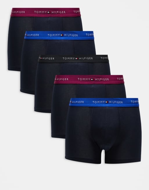 Pack de 5 calzoncillos negros con cinturillas de colores Signature Essential de Tommy Hilfiger