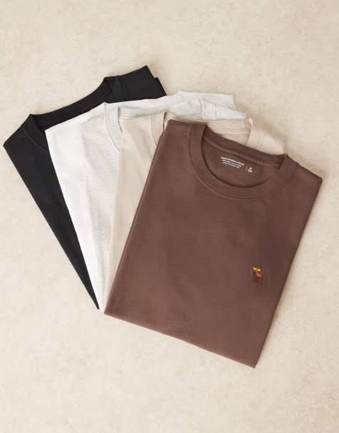 Pack de 5 camisetas beis con logo de icono de Abercrombie & Fitch - view 1