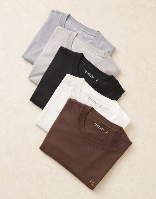 Pack de 5 camisetas de colores blancos y variados básicas de Abercrombie & Fitch