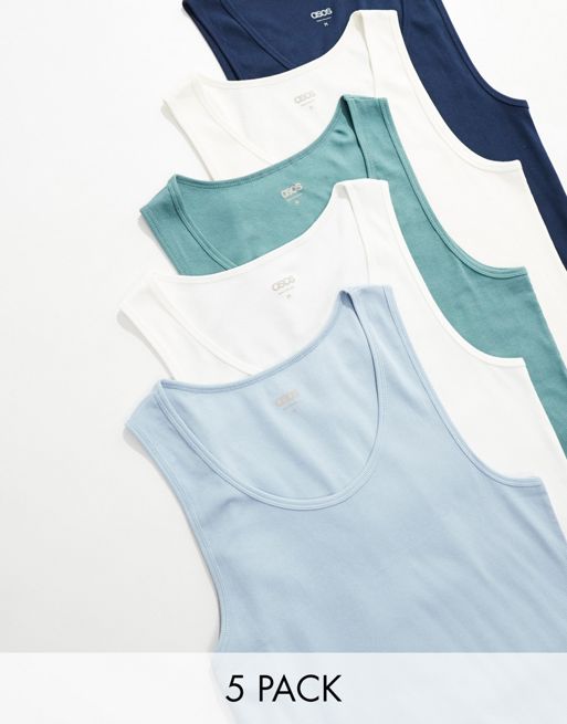 Pack de 5 camisetas de varios colores ajustadas sin mangas de canalé de FhyzicsShops DESIGN