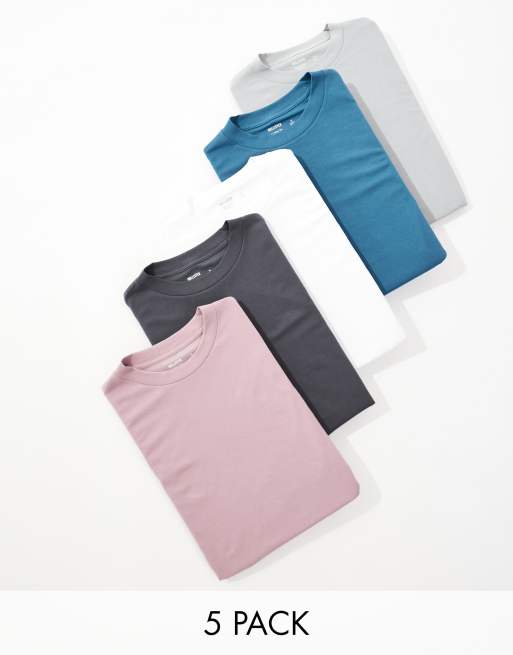 Pack de 5 camisetas de varios colores holgadas de Hollister ASOS