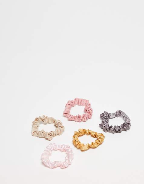 Pack de 5 coleteros abullonados pequeños en tonos pastel fruncidos de DesignB London - view 1