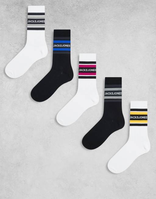 Pack de 5 pares de calcetines deportivos de varios colores con rayas de Jack & Jones
