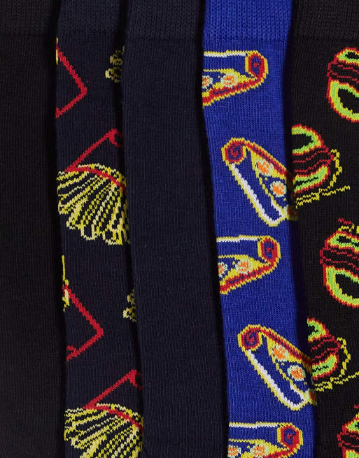 Pack de 5 pares de calcetines azul marino con estampado de comida rápida de Jack & Jones , 3 de 4