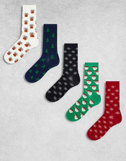 Pack de 5 pares de calcetines de colores con diseño de Navidad de Brave Soul - view 1