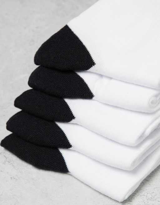 Pack de 5 pares de calcetines de tenis blancos con logo negro de Jack & Jones, 3 de 4
