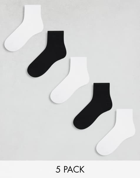 Pack de 5 pares de calcetines deportivos blancos de color blanco y negro de caña corta de Jack & Jones - view 1