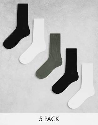 Pack de 5 pares de calcetines deportivos de color negro, gris y blanco de Weekday