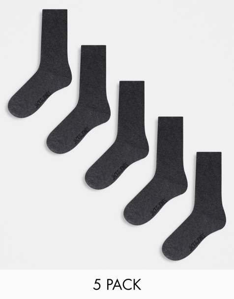 Pack de 5 pares de calcetines gris oscuro jaspeado de Jack & Jones - view 1