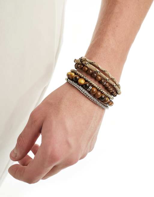 Pack de 5 pulseras de tonos beis variadas de ASOS DESIGN