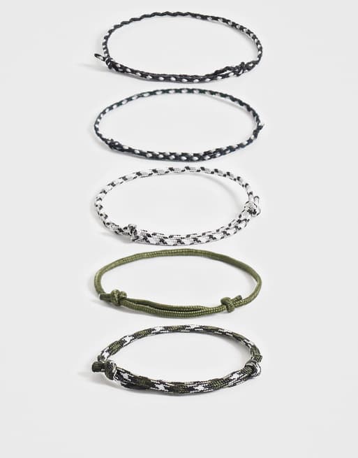 Pack de 5 pulseras de varios colores de cuerda de ASOS DESIGN