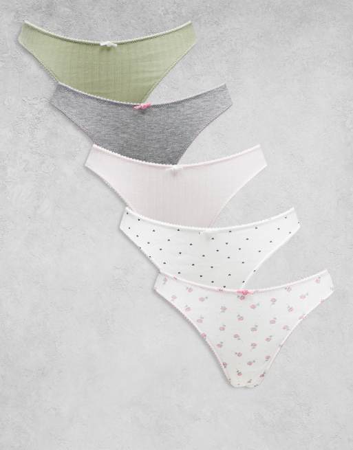 Pack de 5 tangas de varios colores de pernera alta de punto pointelle de Boux Avenue 