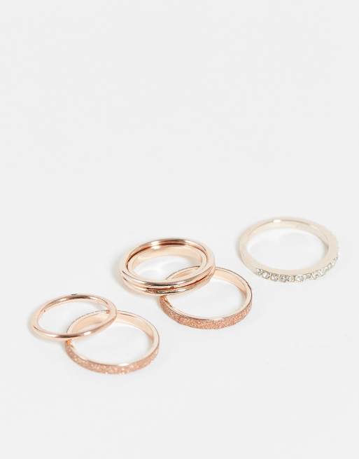 Pack de 6 anillos con diseños lisos y de strass plateado Drareclya de ALDO