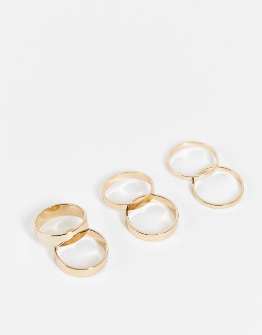 Pack de 6 anillos dorados de diseño minimalista de River Island