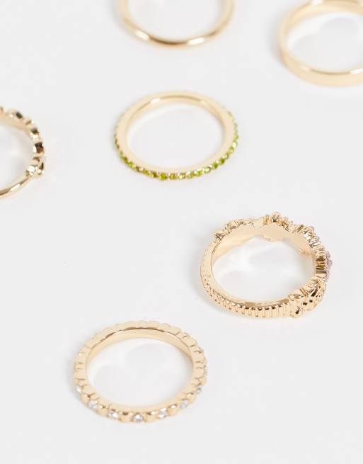 Pack de 6 anillos dorados de Topshop, 4 de 4