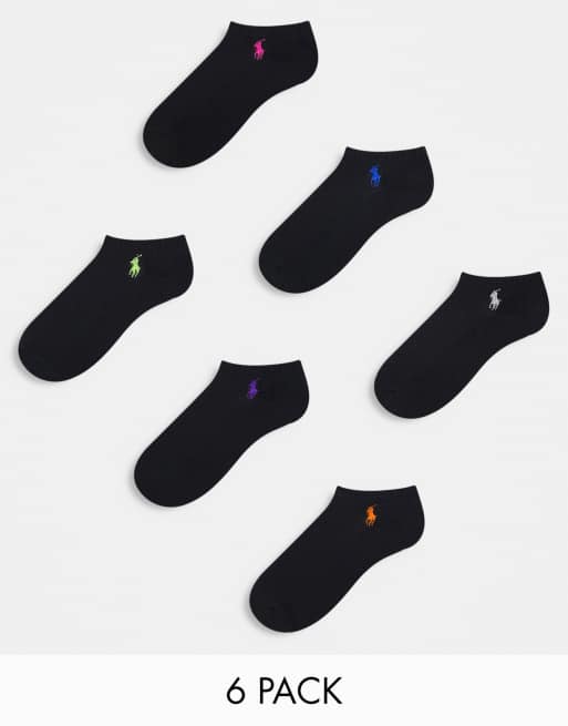 Pack de 6 pares de calcetines bajos negros para zapatillas de deporte de Polo Ralph Lauren