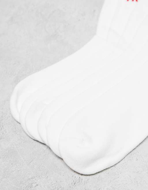 Pack de 6 pares de calcetines blancos con logo de canalé de HUGO Bodywear, 3 de 3