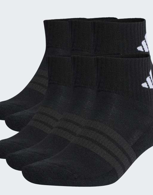 Pack de 6 pares de calcetines tobilleros de color negro y blanco Cushioned Essentials de adidas Performance, 1 de 3
