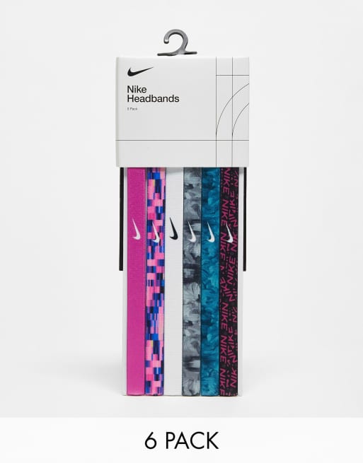 Pack de 6 diademas de colores con estampados geométricos de Nike  