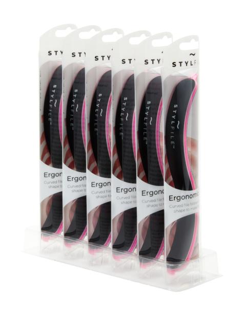 Pack de 6 limas de uñas negras ergonómicas con diseño curvado 3 en 1 Stylfile de StylPro - view 1