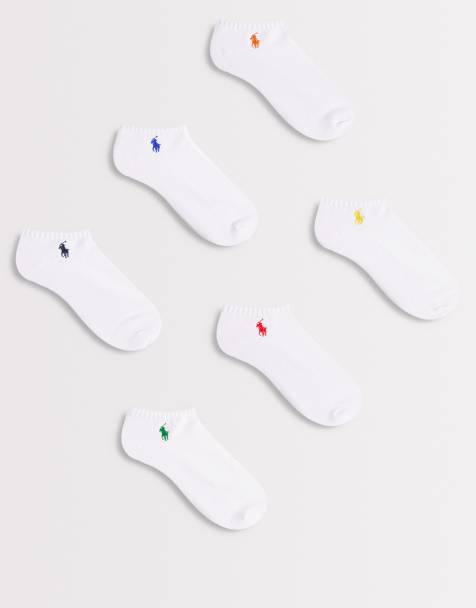 Pack de 6 pares de calcetines blancos de corte bajo con logo multicolor de Polo Ralph Lauren - view 1