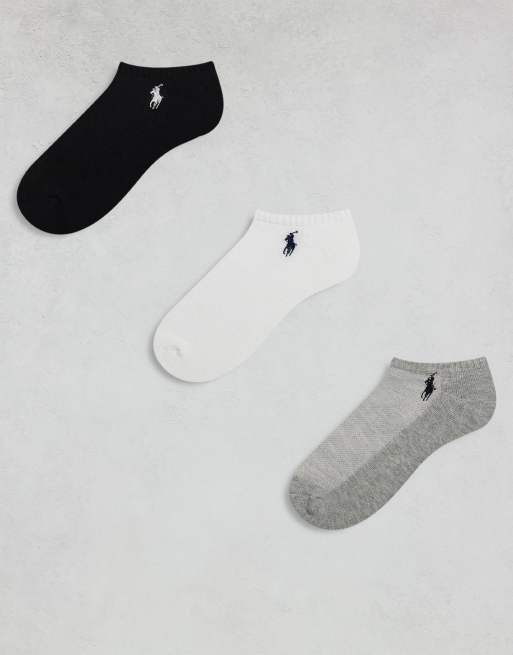 Pack de 6 pares de calcetines de color negro, blanco y gris para zapatillas de deporte de Polo Ralph Lauren